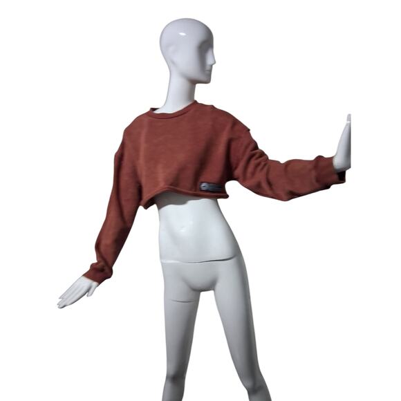 Alphalete Women's size S Chunky Terry Oversized Crop Grunge Pullover Sweatshirt - Picture 11 of 16